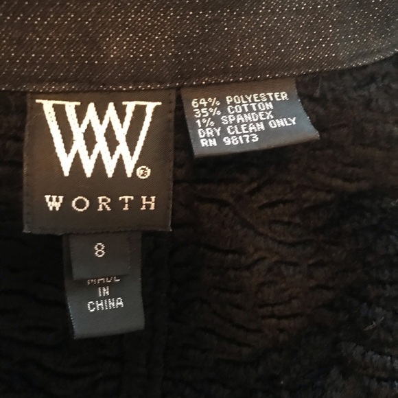 WORTH Black Modern High Collar Denim Jacket Size 8 - Picture 7 of 7